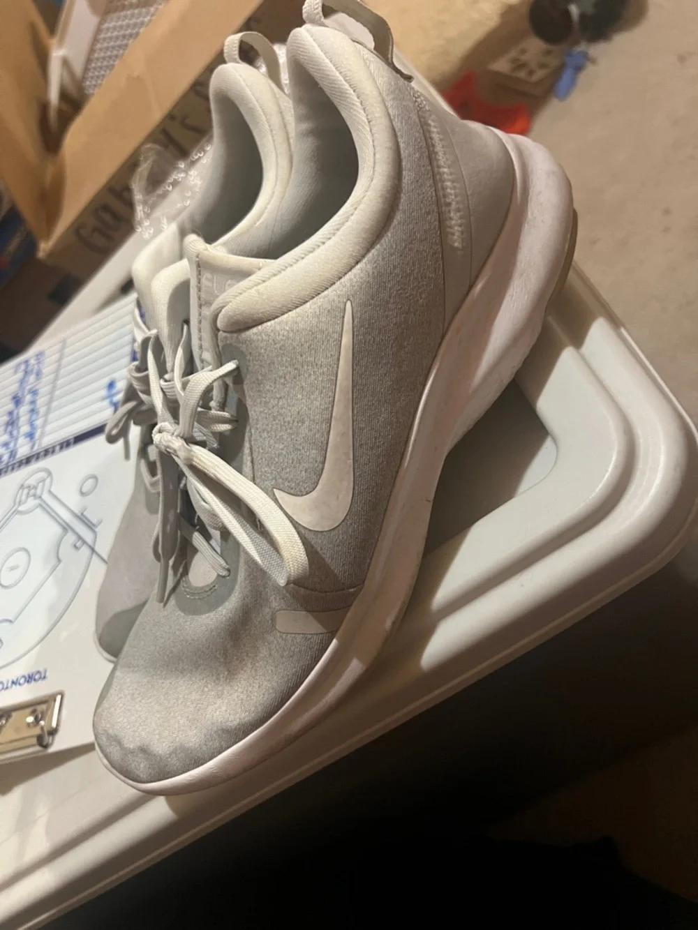 Nike Light Gray and White Flex Running Shoes - Picture 2 of 4